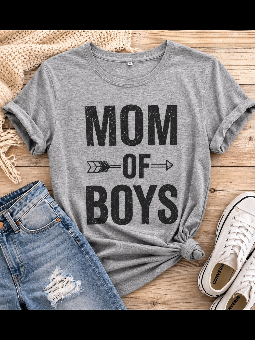 Mom of Boys Graphic Tee - Gray